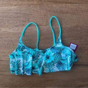 NWT Kohl’s Tropical Pineapple Print Draped Bikini Top